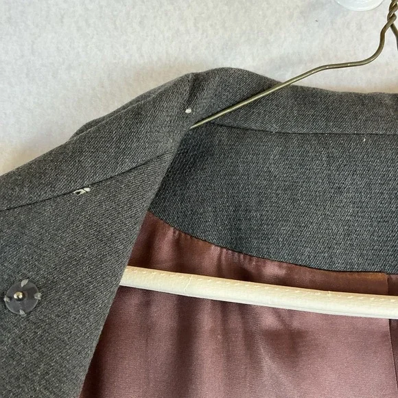 Vintage Betty Rose Gray Wool Jacket Double Breasted 1960s Mod Coat Damage - Picture 8 of 16